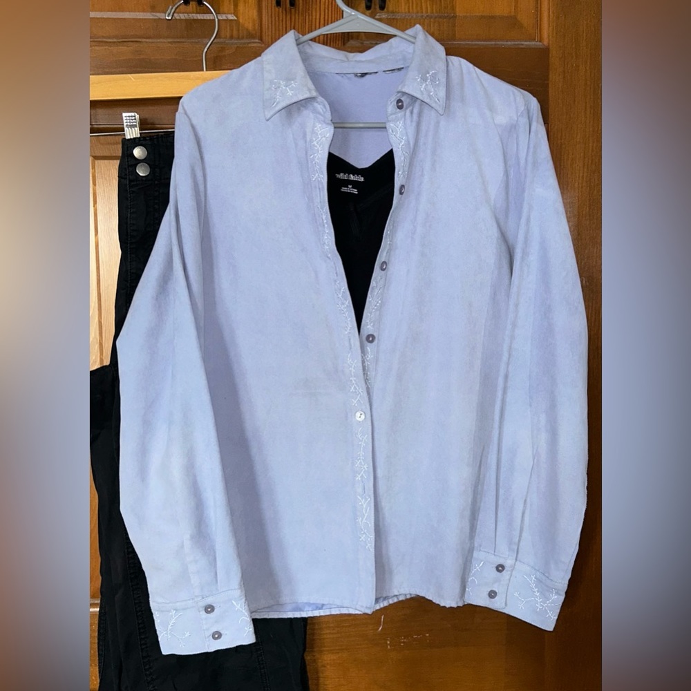 Suede button down shirt